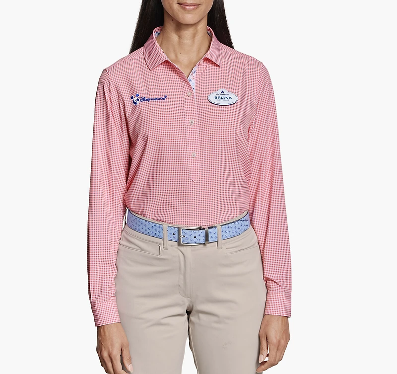 Women's Long Sleeve Popover Gingham Woven Shirt