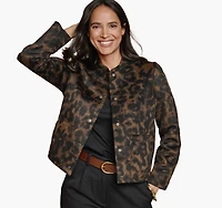 Brushed Leopard-Print Bomber