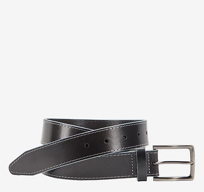 Waxy Gray-Edged Leather Belt
