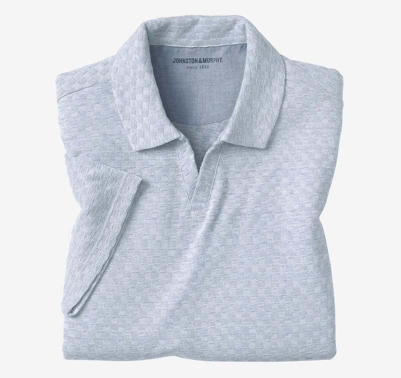 Basketweave V-Neck Polo