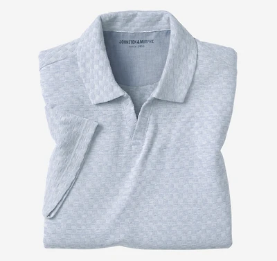 Basketweave V-Neck Polo