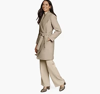 Wool-Blend Coat with Removable Knit Collar