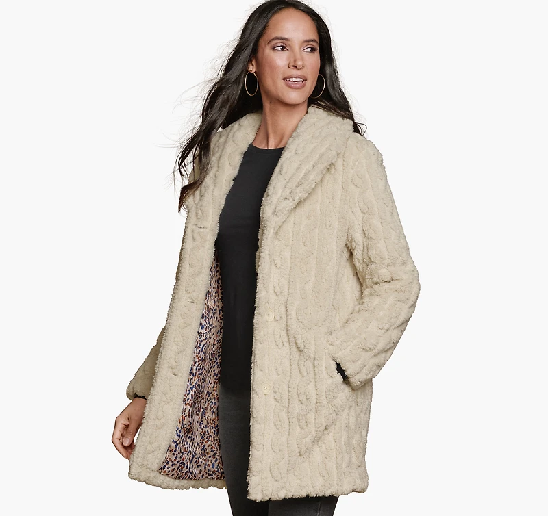 Cable Faux-Fur Coat
