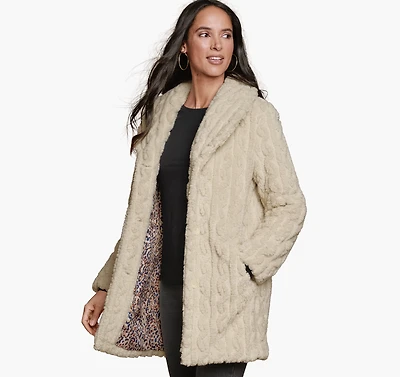 Cable Faux-Fur Coat