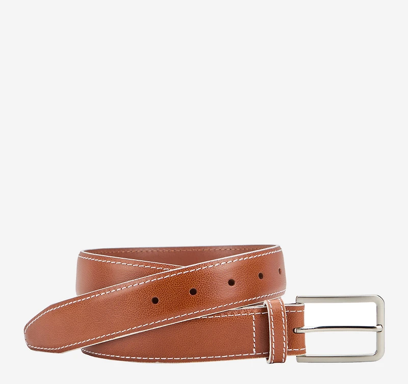 White-Edged Textured Leather Belt