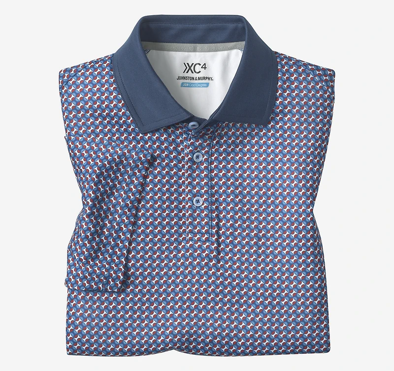 XC4® Performance Solid-Collar Print Polos + Cool Degree™