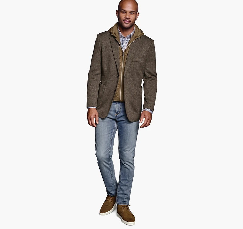 Removable Hooded/Bib Knit Blazer