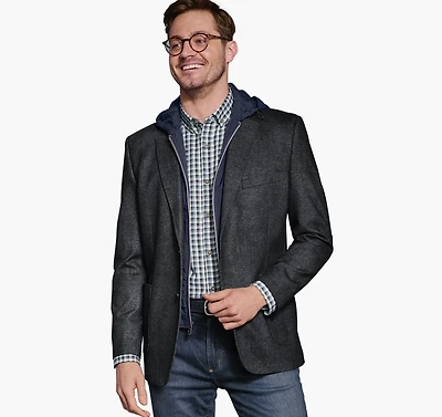 Removable Hooded/Bib Knit Blazer