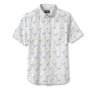 Cotton-Linen Short-Sleeve Print Shirt