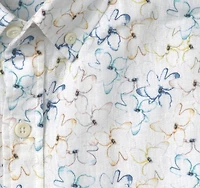 Cotton-Linen Short-Sleeve Print Shirt
