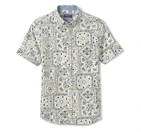 Linen-Blend Short-Sleeve Print Shirt