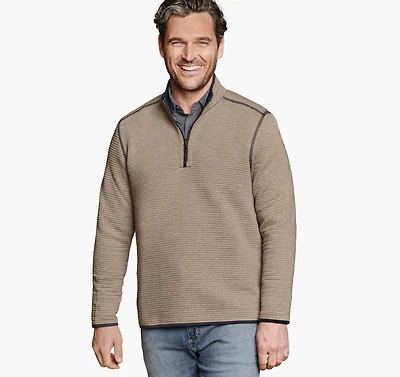 Reversible Channel-Quilted Quarter-Zip
