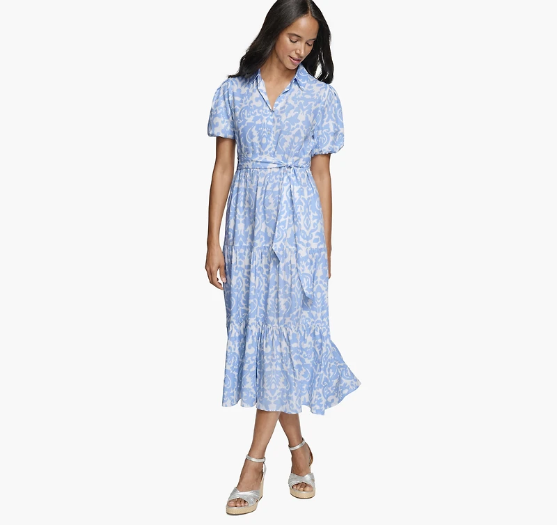 Tie-Waist Print Dress