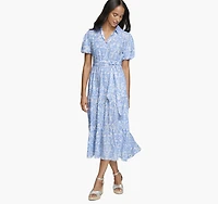 Tie-Waist Print Dress