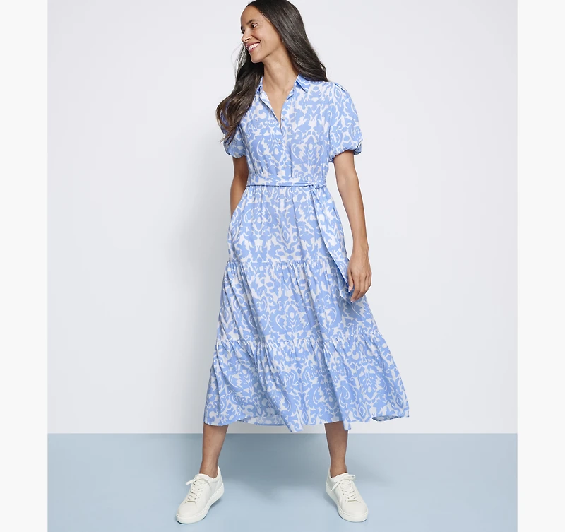 Tie-Waist Print Dress