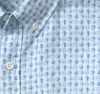 Cotton-Linen Short-Sleeve Print Shirt