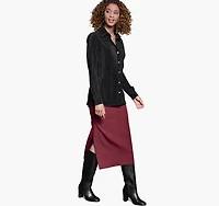 Pleated Button-Front Shirt