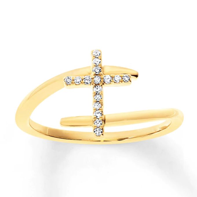 Diamond Cross Ring 1/15 ct tw Round-cut 10K Gold