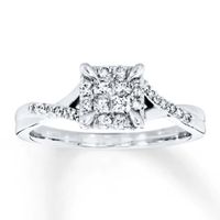 Diamond Engagement Ring 1/3 ct tw Princess-cut 10K White Gold