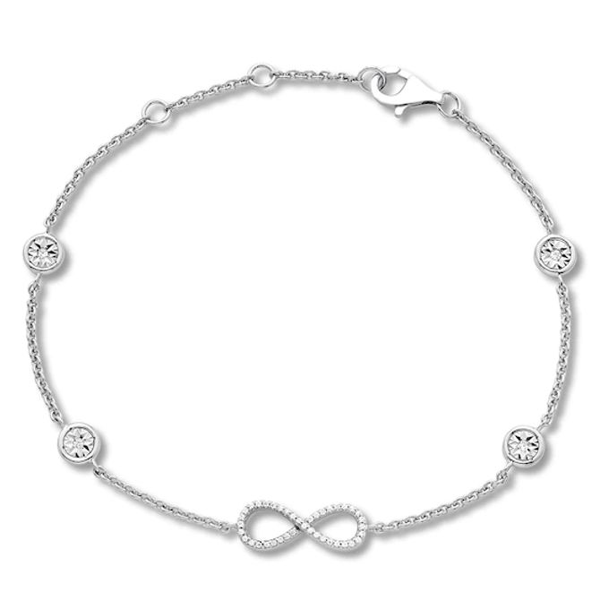 Diamond Infinity Bracelet 1/10 ct tw Round-cut Sterling Silver 7.5"