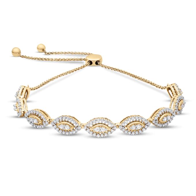 Diamond Bolo Bracelet 1 ct tw 10K Yellow Gold 9.5"