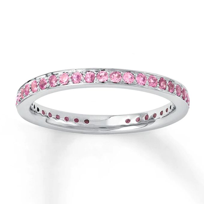 Stackable Ring Lab-Created Pink Sapphire Sterling Silver