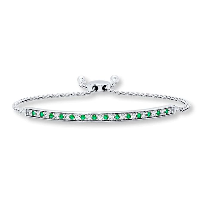 Kay Lab-Created Emerald Bolo Bracelet Sterling Silver