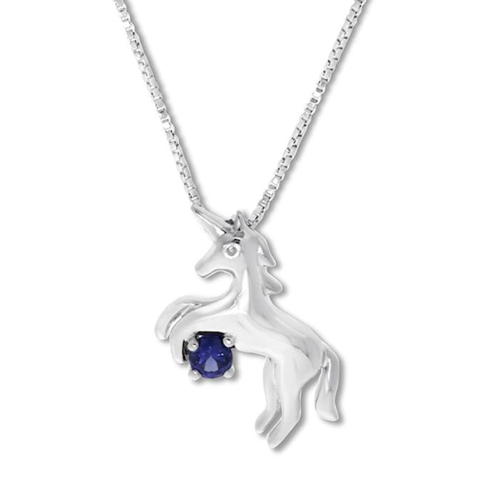 Kay Petite Unicorn Necklace Lab-Created Sapphire Sterling Silver