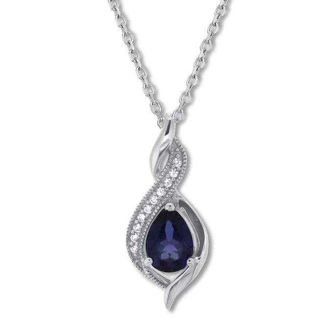 Kay Lab-Created Sapphire Necklace Sterling Silver