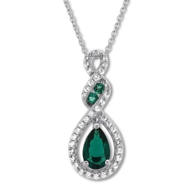 Kay Lab-Created Emerald Necklace Sterling Silver