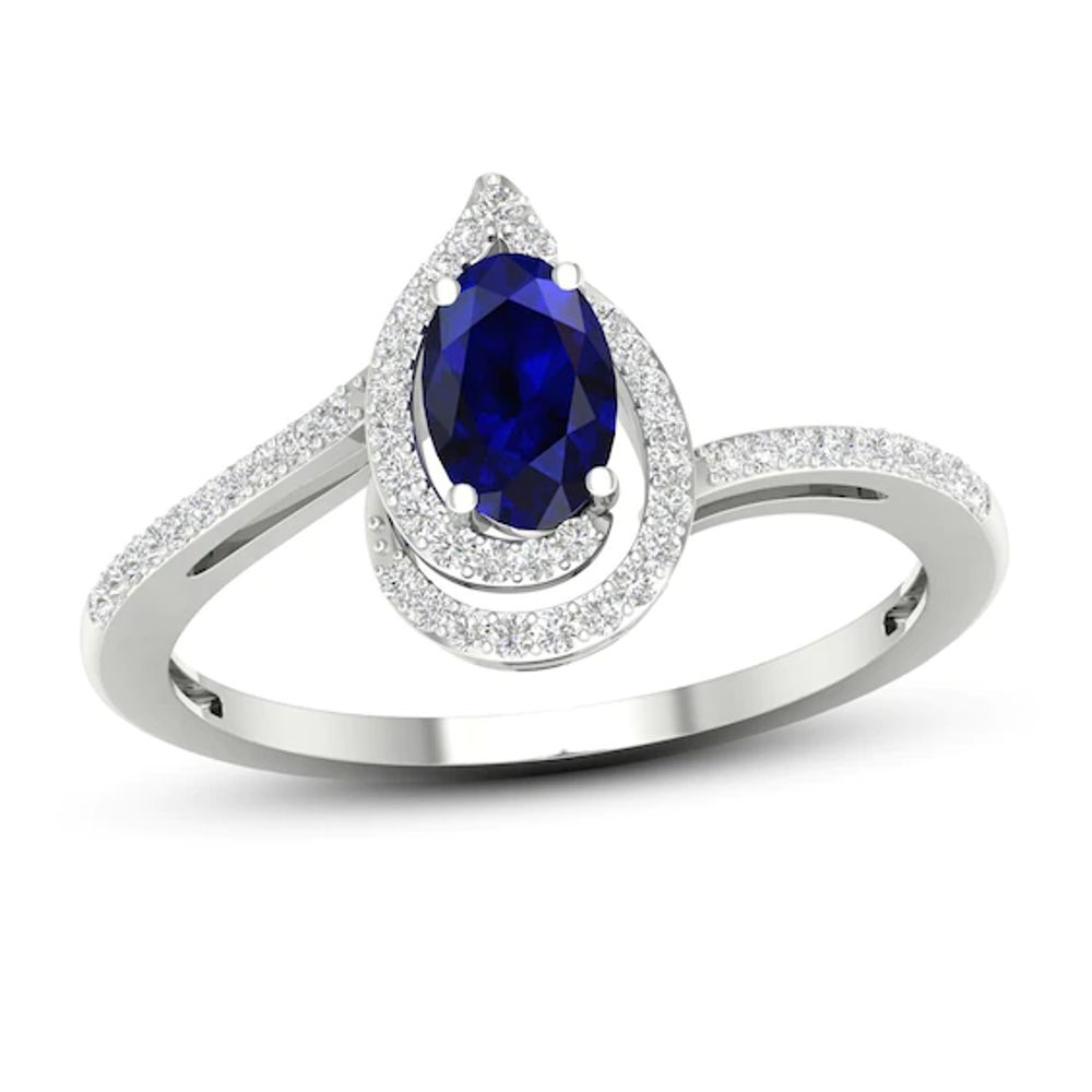 Sapphire & Diamond Ring 1/10 ct tw 10K White Gold