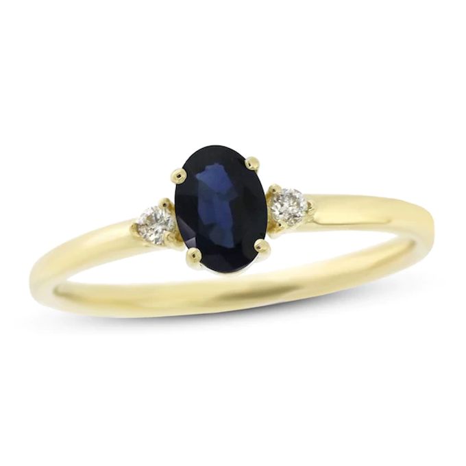 Kay Blue Sapphire & Diamond Ring 1/20 ct tw 10K Yellow Gold