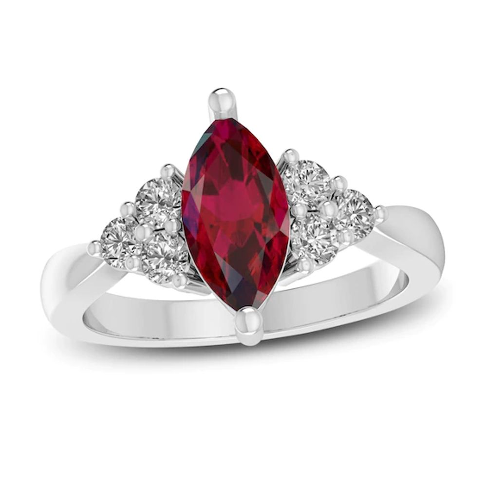 Lab Created Ruby and 0.14 CT. T.W. Diamond Ring in Sterling Silver - Sam's  Club