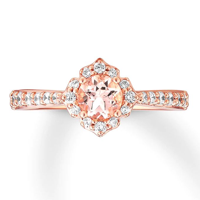 Morganite Engagement Ring 1/3 ct tw Diamonds 14K Rose Gold