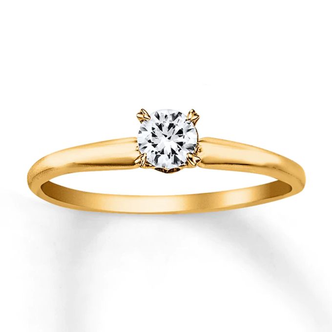 Diamond Solitaire Ring 1/4 Carat Round-cut 14K Yellow Gold (I/I2)