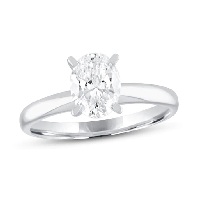 Oval Diamond Solitaire Engagement Ring 1 ct 14K White Gold (I/I2)