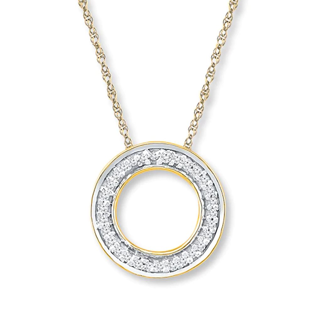 Circle Necklace 1/20 ct tw Diamonds 10K Yellow Gold 18"