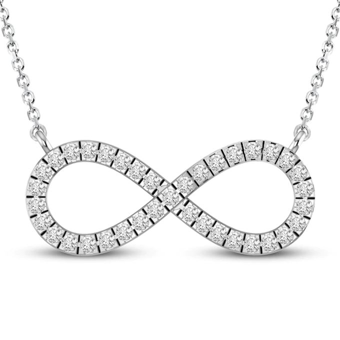 Kay Diamond Infinity Necklace 1/6 ct tw Round-cut 10K White Gold 18"