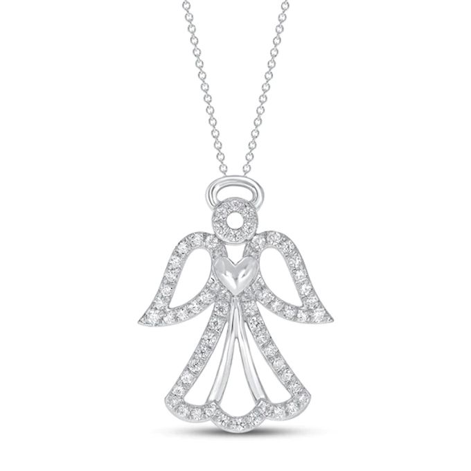 Diamond Angel Necklace 1/5 ct tw Sterling Silver 18"