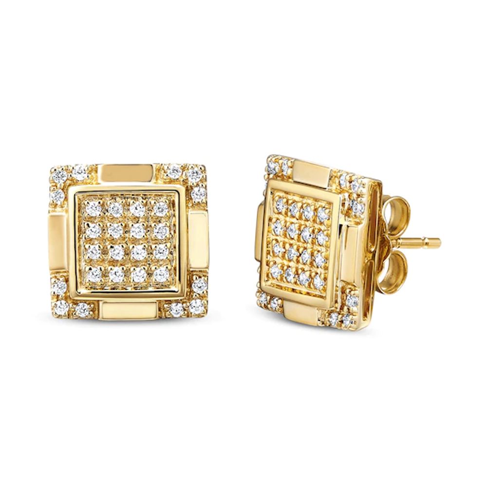 Men's Diamond Earrings 1/5 ct tw Round-cut 10K Yellow Gold