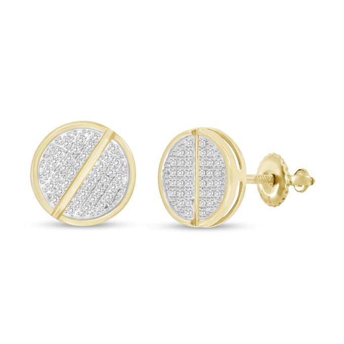 Kay Men's Diamond Stud Earrings 1/6 ct tw Round-cut 10K Yellow Gold