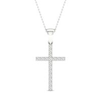 Diamond Cross Necklace 1/5 ct tw Round-Cut Sterling Silver 18"