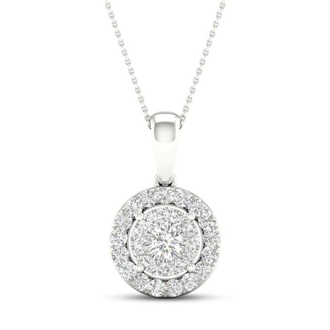Kay Multi-Diamond Necklace 1/ ct tw Round-Cut 10K White Gold 18