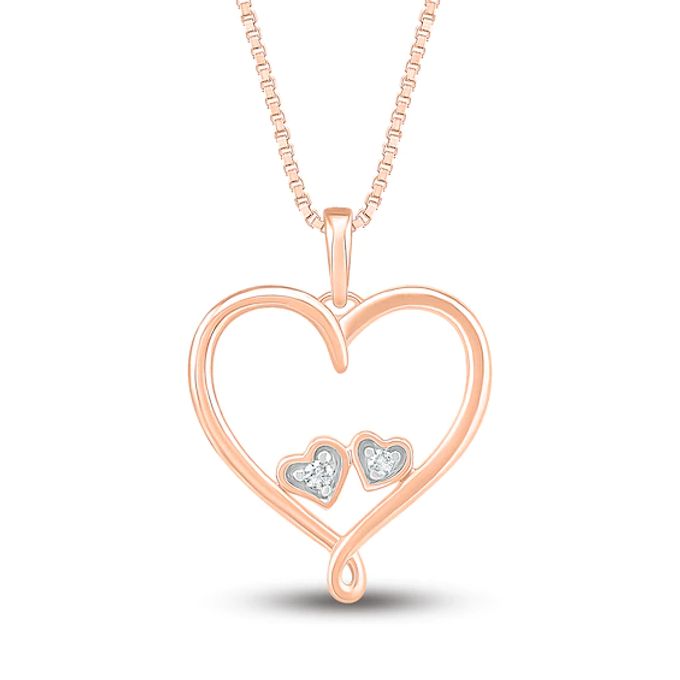 Diamond Heart Necklace 10K Rose Gold 18"