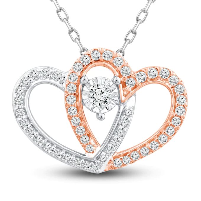 Diamond Heart Necklace 1/4 ct tw Round-Cut 10K Two-Tone Gold 18"