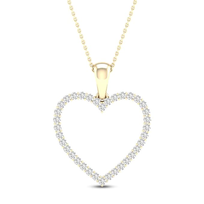 Diamond Heart Necklace 1/4 ct tw Round-Cut 10K Yellow Gold 18"