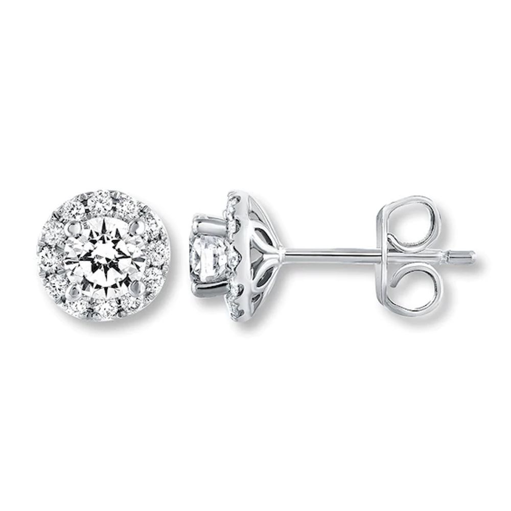 THE LEO Diamond Earrings 7/8 ct tw Round-cut 14K White Gold (I/I1)