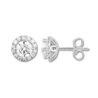 THE LEO Diamond Earrings 1-1/2 ct tw Round-cut 14K White Gold