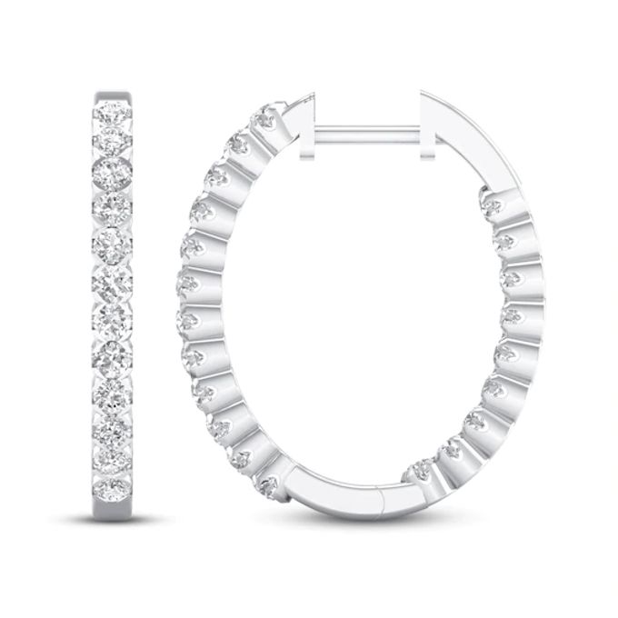 Lab-Created Diamonds by KAY Hoop Earrings 1-1/2 ct tw 14K White Gold
