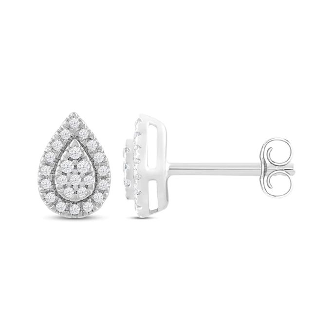 Kay Pear-Shaped Diamond Stud Earrings 1/10 ct tw Round-Cut 10K White Gold